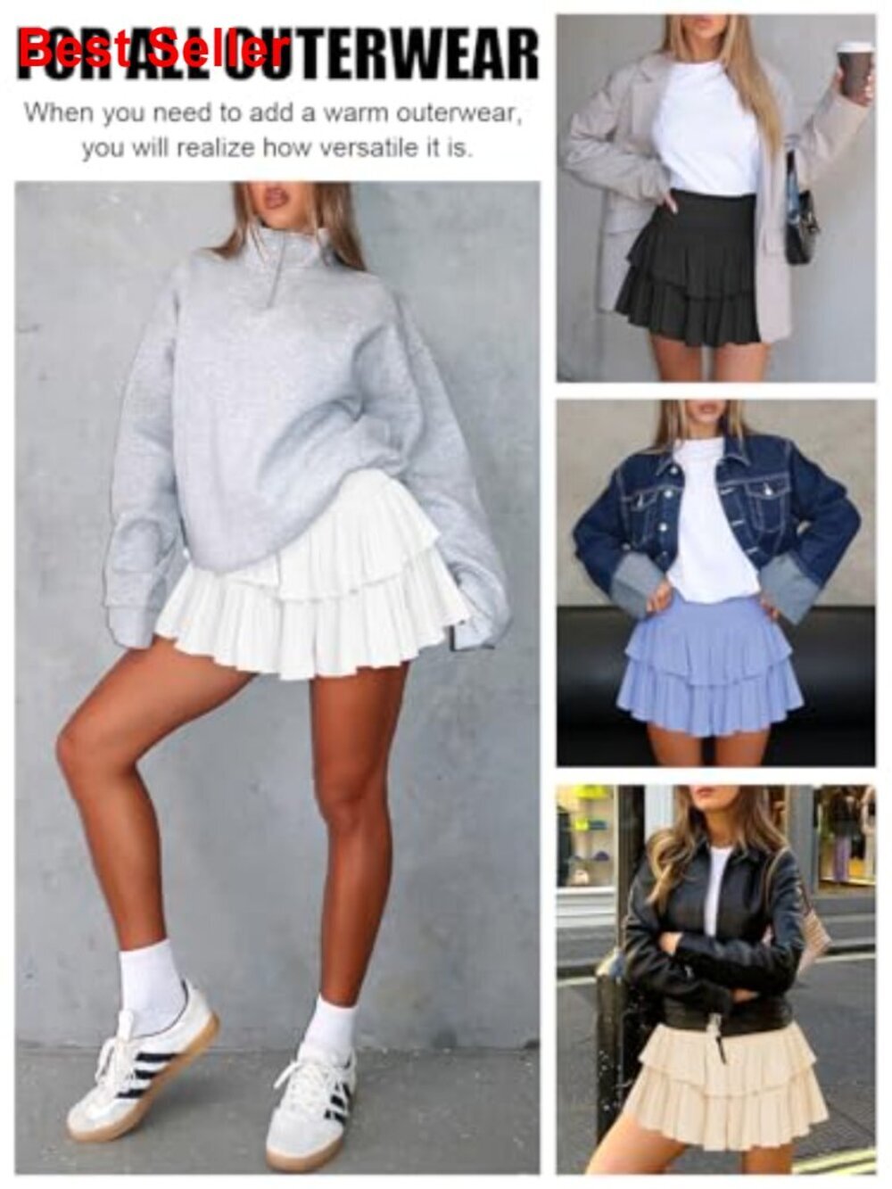 Cotton Silk Ruffle Mini Skort High Waist Athletic Skirt - Picture 7 of 7